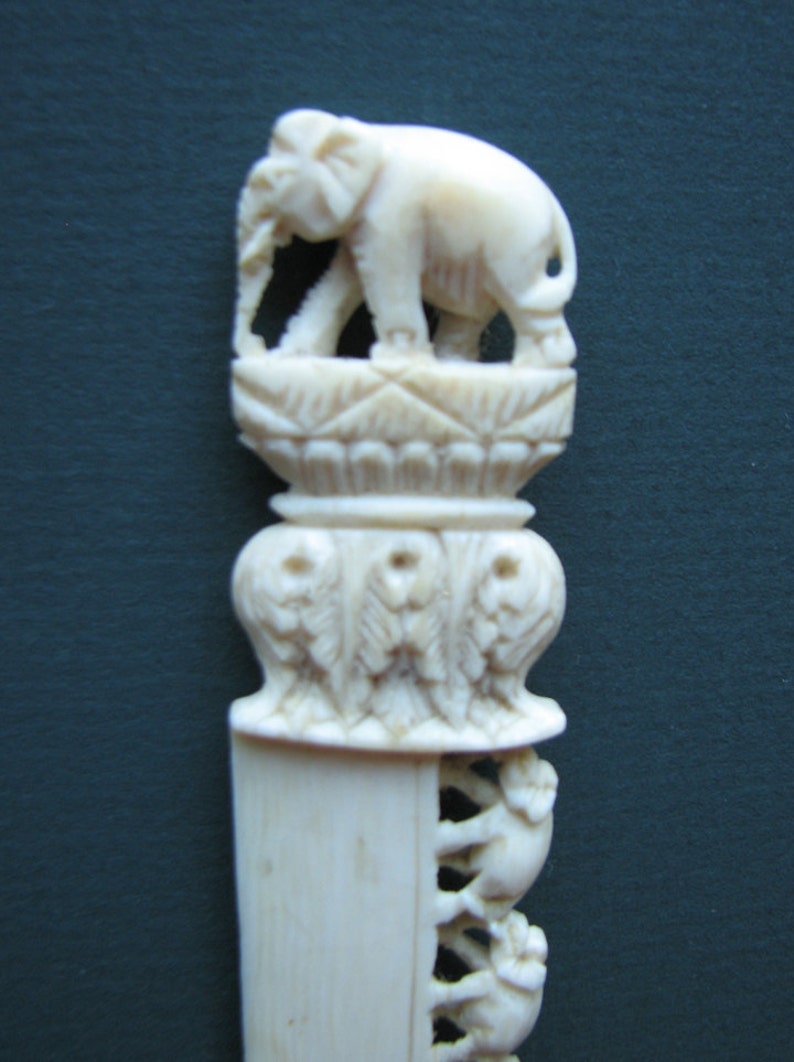Antique Carved Ivory Elephant Letter Opener Etsy