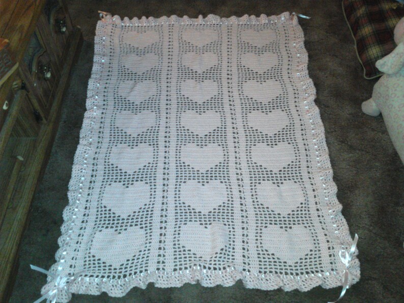 Pink hearts baby blanket | Etsy