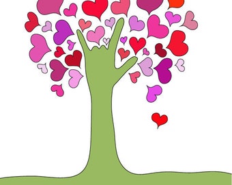ASL I Love You Tree Greeting Card: Valentine's Day Card