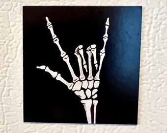 ASL ILY Skeleton Hand Magnet