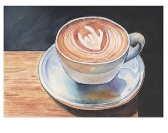 ASL I Love You Coffee Watercolor Greeting Card