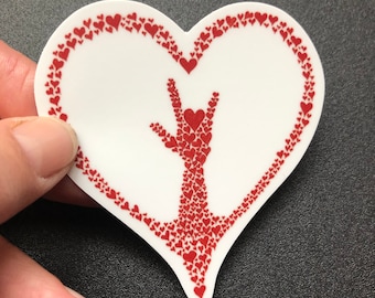 ASL ILY Hand in Heart, ASL sticker