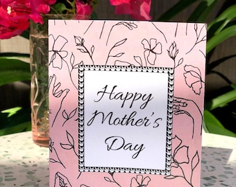 ASL Mother's Day Card: Pink Floral ILY Hands