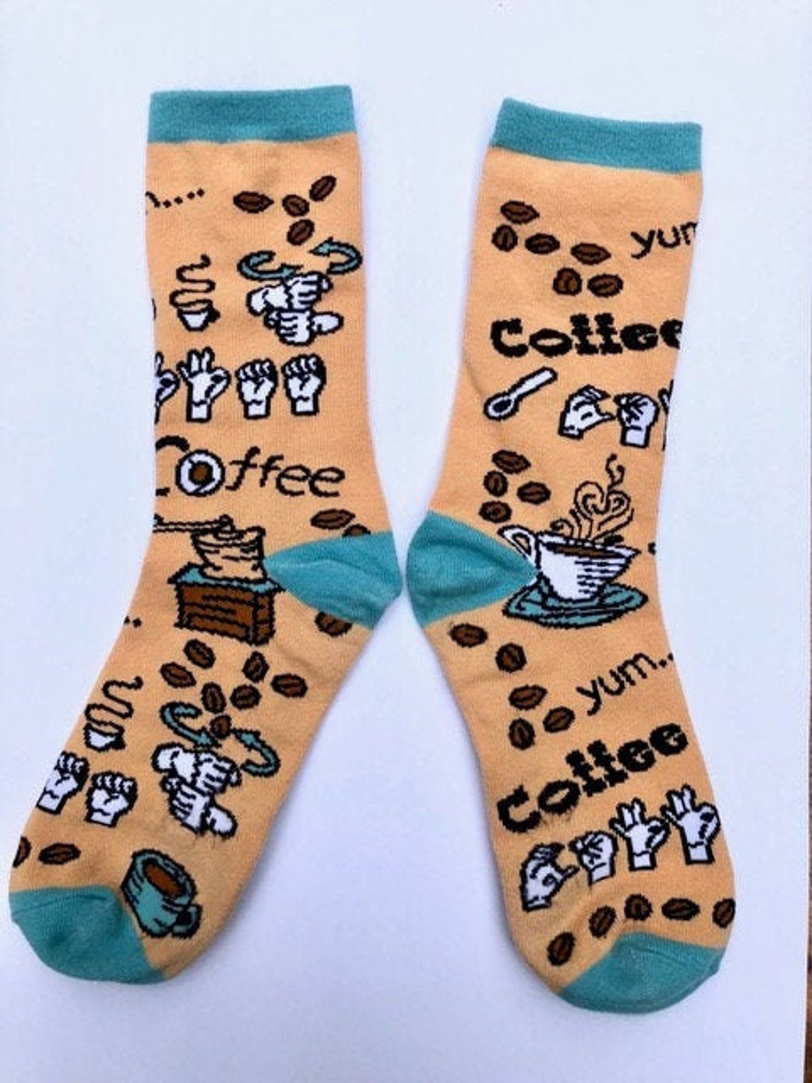 ASL Coffee Socks ASL Socks Sign Language Socks Coffee Etsy