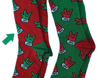 Christmas ASL Socks: Santa I Love You Sign Language Socks
