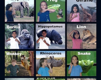Zoo Animal ASL Lenticular Poster: Sign Language Learning