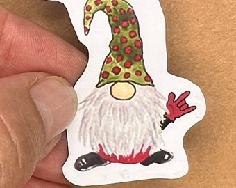 ASL 'I Love You' Gnome Sticker or Magnet: Watercolor Art