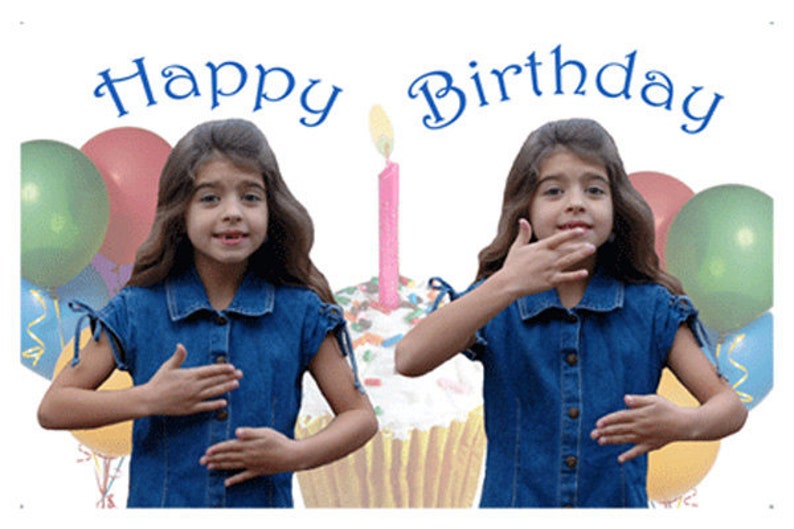 Happy Birthday in ASL girl Greeting Card Etsy