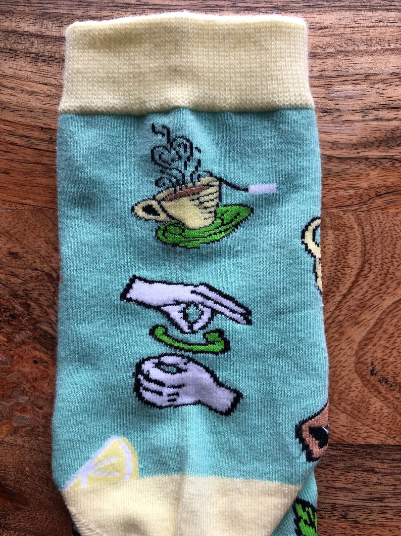 ASL Tea Socks Sign Language Socks ASL Socks Socks Sign Etsy