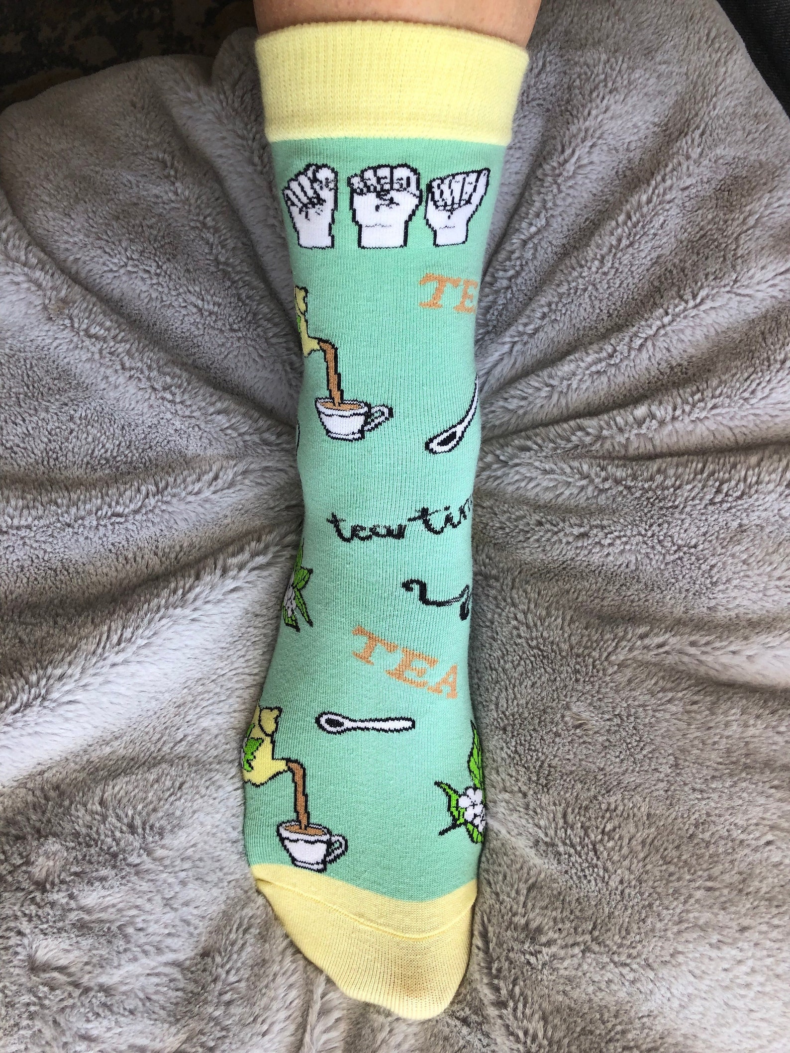ASL Tea Socks Sign Language Socks ASL Socks Socks Sign Etsy