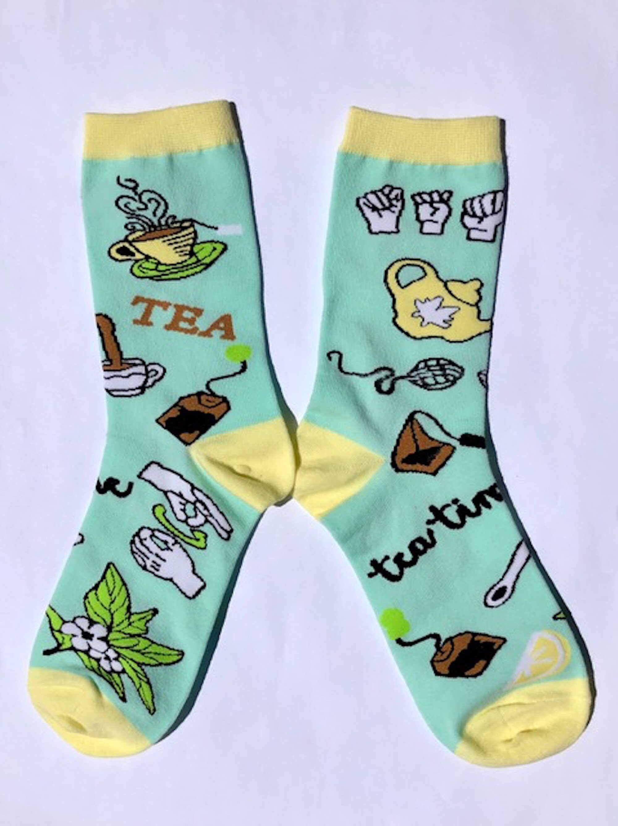 ASL Tea Socks sign language socks ASL socks socks sign Etsy