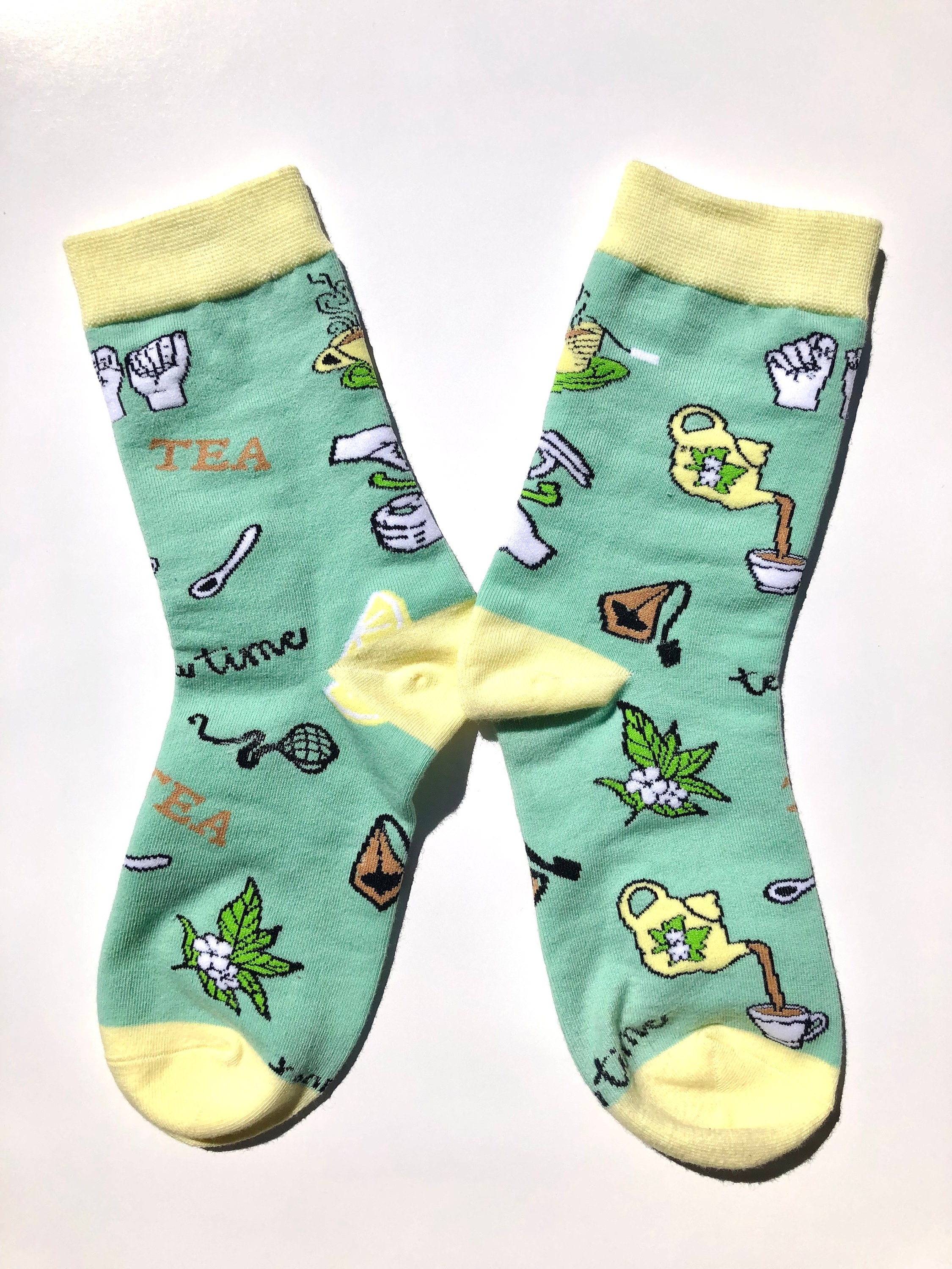 ASL Tea Socks Sign Language Socks ASL Socks Socks Sign Etsy