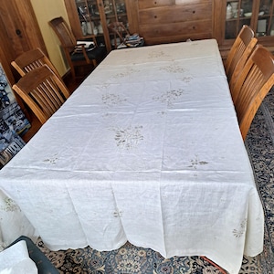 Antique German Organdy Tablecloth, 120