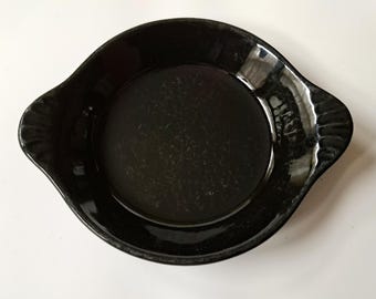 5" HF Coors Pottery CHEFSWARE Black Baking Dish #69, Welsh Rarebit with Handles