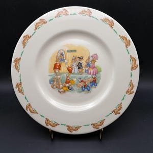 Royal Doulton Bunnykins TICKET QUEUE 8" Child's Plate (c. 1990s)