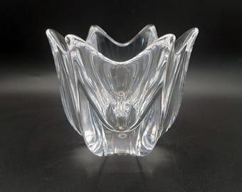 Orrefors Sweden 4" x 4,5" BELLE Schale, Paneeldesign, Klares Kristallglas (ca. 1991-94)