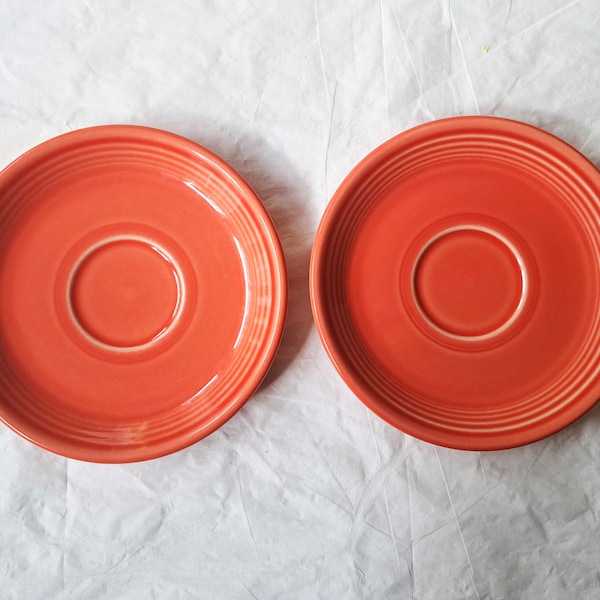 Set of 2 Vintage Homer Laughlin FIESTA Persimmon Orange (Discontinued) Saucers (c. 1990s)