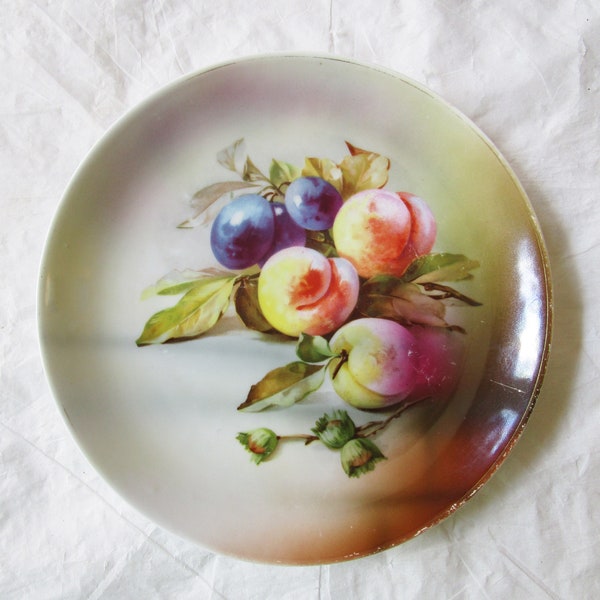 Jaeger & Co. (Bavaria, Germany) Hand-Painted Porcelain Plate Fruit and Nuts - 8 inch - Porzellanfabrik Marktredwitz