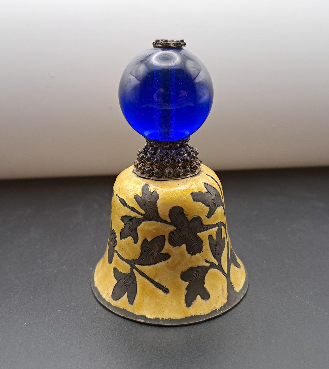 Antique 19th C Qing Dynasty Chinese Bell, Enamel, Cobalt Blue Peking ...