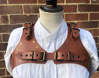 Steampunk LARP Victorian Bondage real leather chest harness