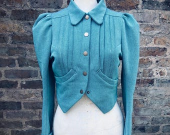 Steampunk Victorian style short LARP ladies cotton jacket with gathered sleeves.