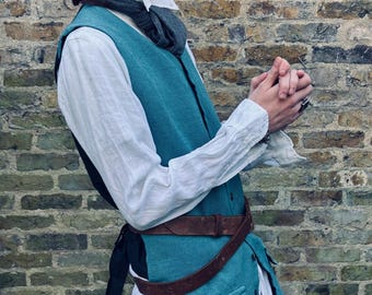 Steampunk Pirate Victorian LARP gents long fronted button up waistcoat