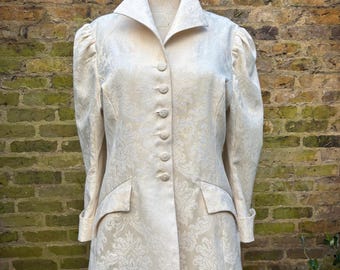 Steampunk Victorian LARP ladies tailored jacket with gathered sleeves and pleated vent.