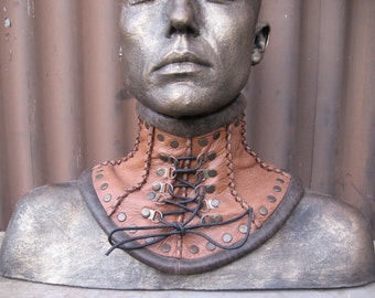 Steampunk Victorian Bondage LARP real leather neck corset