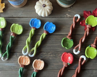 Ceramic Pumpkin and Apple Spoons
