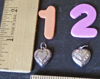 VTG 999 pure fine silver Victorian revival mini bubble heart on heart or antler design girl bracelet charm pendant jewelry sweetheart gift