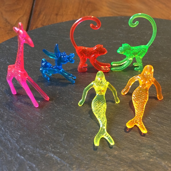 6+ mini mermaid animal figurine mix cocktail Sonic drink cake toppers champagne brunch retro party favor mixologist barware bartender gift