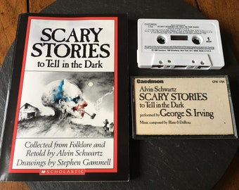 Scary Stories Tell in the Dark Alvin Schwartz Stephen Gammell book & audio cassette set George Irving read along Halloween collector gift