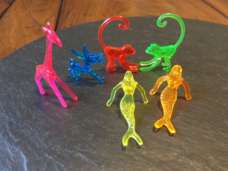 6 mini mermaid animal figurine mix cocktail Sonic drink cake toppers champagne brunch retro party favor mixologist barware bartender gift image 1