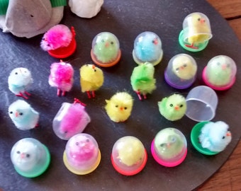 2 4 8+ mini baby chicks in gumball capsules cute animal figurine 4 colors chenille peeps surprise ball party favor craft gift for her him