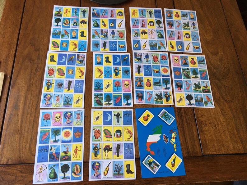 54 loteria tarot cards &/or 10 game boards Mexican gypsy taco fiesta DIY party decor craft gift tag journal art Day of Dead Dia Muertos gift 10loteria gameboards