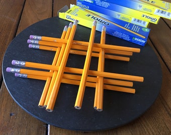 NEW 12 yellow hexagon pencils Dixon Ticonderoga ORIOLE 267 wood case pencils #2 hexagon barrel black core sketch artist gift for her him