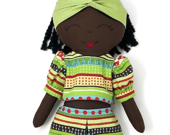 Zuri - Handmade Cloth Doll - African Doll