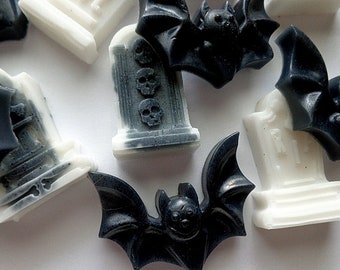30 Halloween Bat & Tombstones, Bulk Soap, Soap Favors, Parties, Holidays