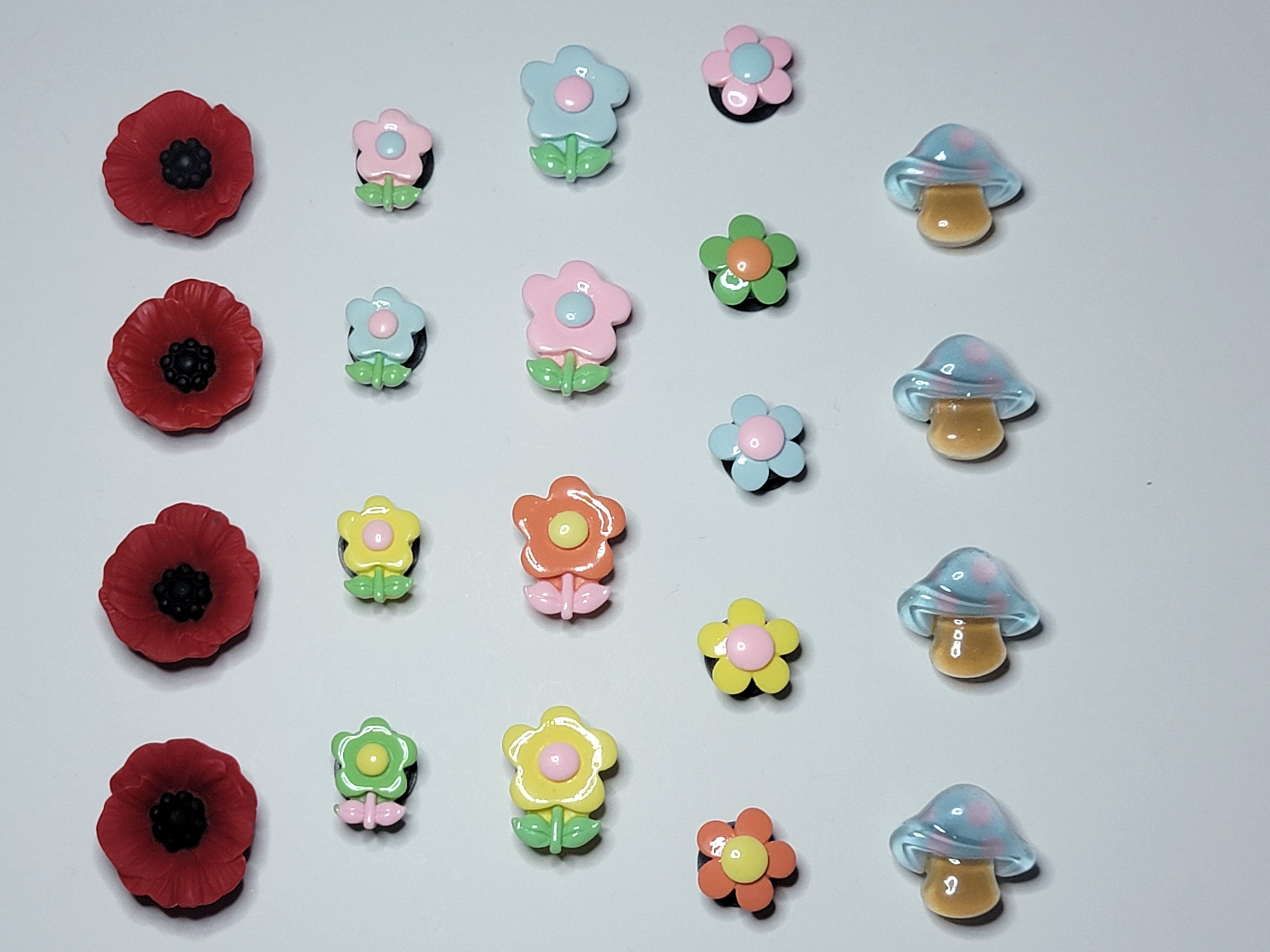 KAWAII Shoe Charms for Croc Clogs POPPY Pastel Flowers