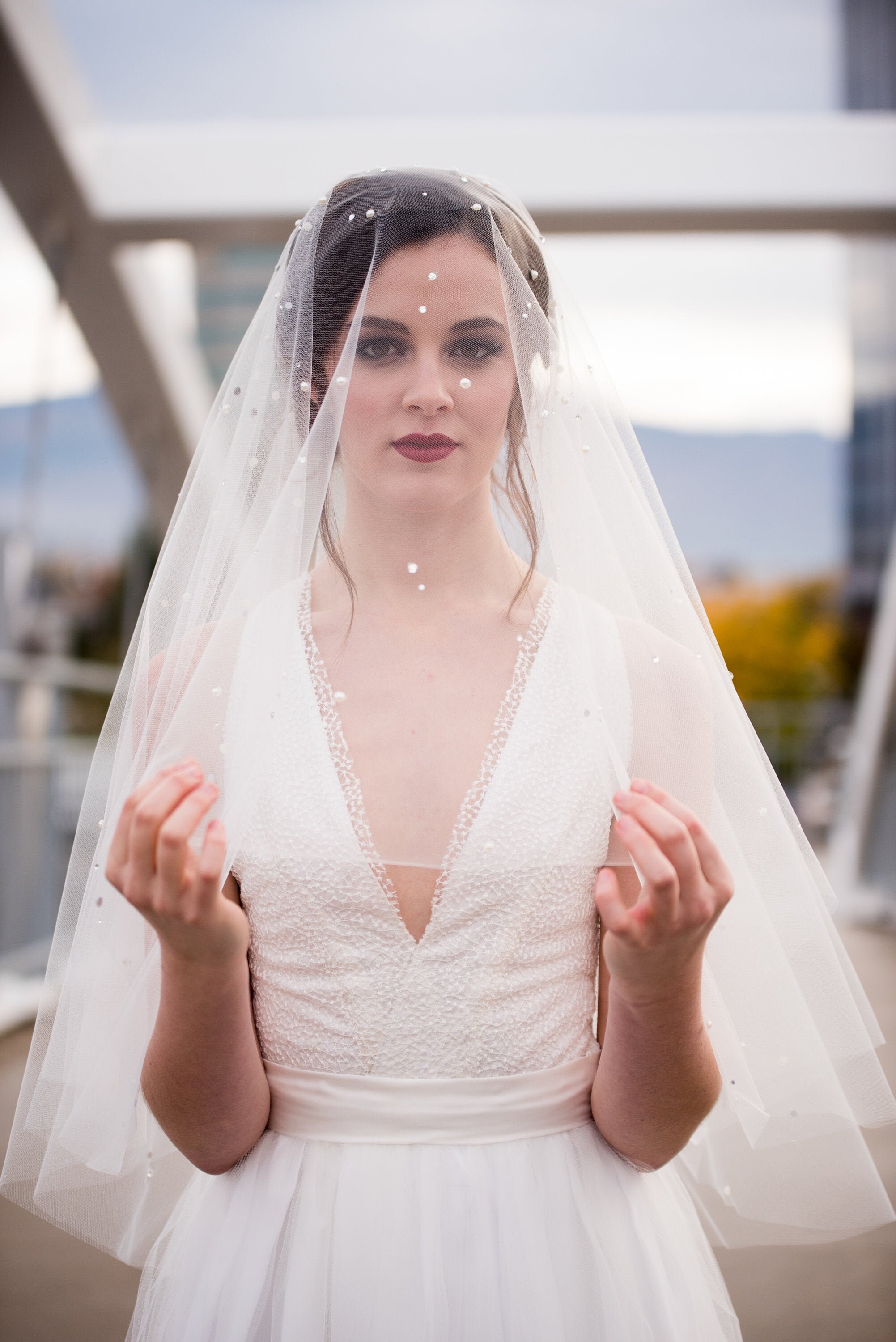 Adorned Veil Pearl Veil Luxurious Bridal Veil 2 Tier Etsy