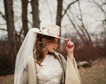 Bohemian Style Bridal Hat | Modern Wedding Veil | Fedora Veil | Boho Wedding Veil | HEATHER