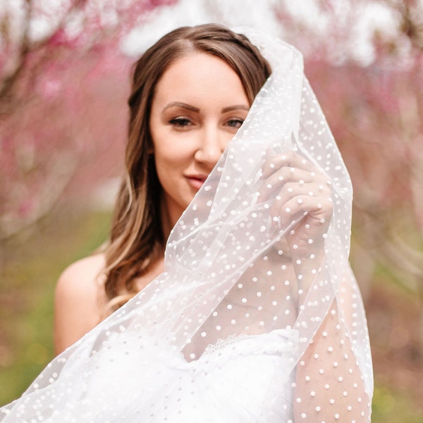 Polka Dot Veil | Modern Tulle Veil | Voluminous Wedding Veil | Various Lengths | MADELINE