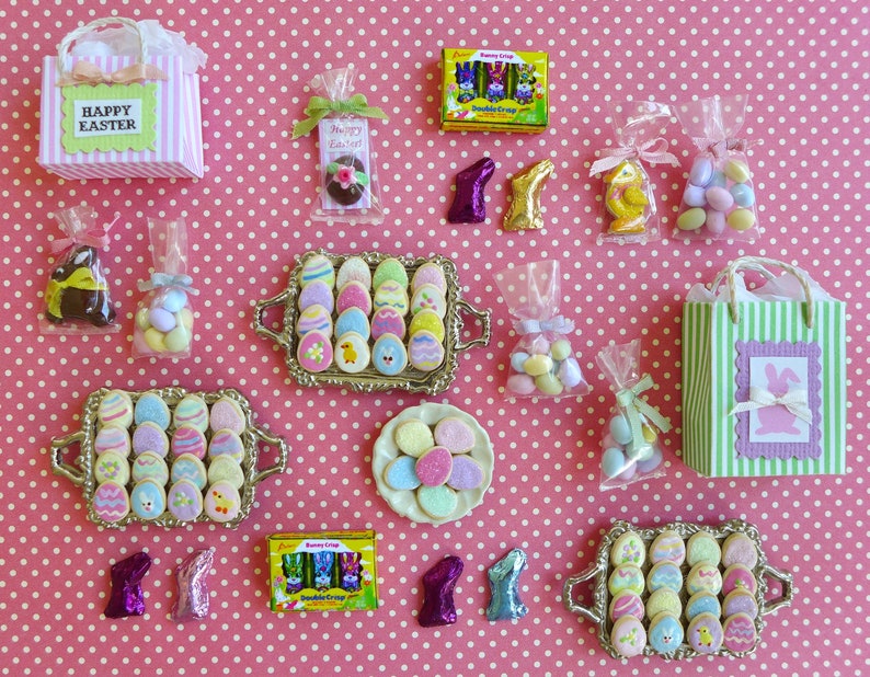 Dollhouse Easter Miniatures Cookies Chocolate Bunnies Gift Etsy