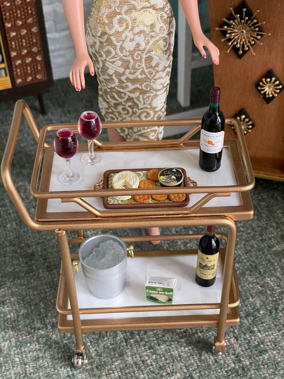 Barbie Tea Cart Miniatures Wine & Cheese 6th Scale