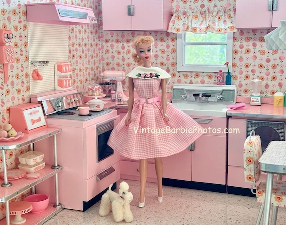 Vintage Barbie Retro Pink Kitchen Horizontal