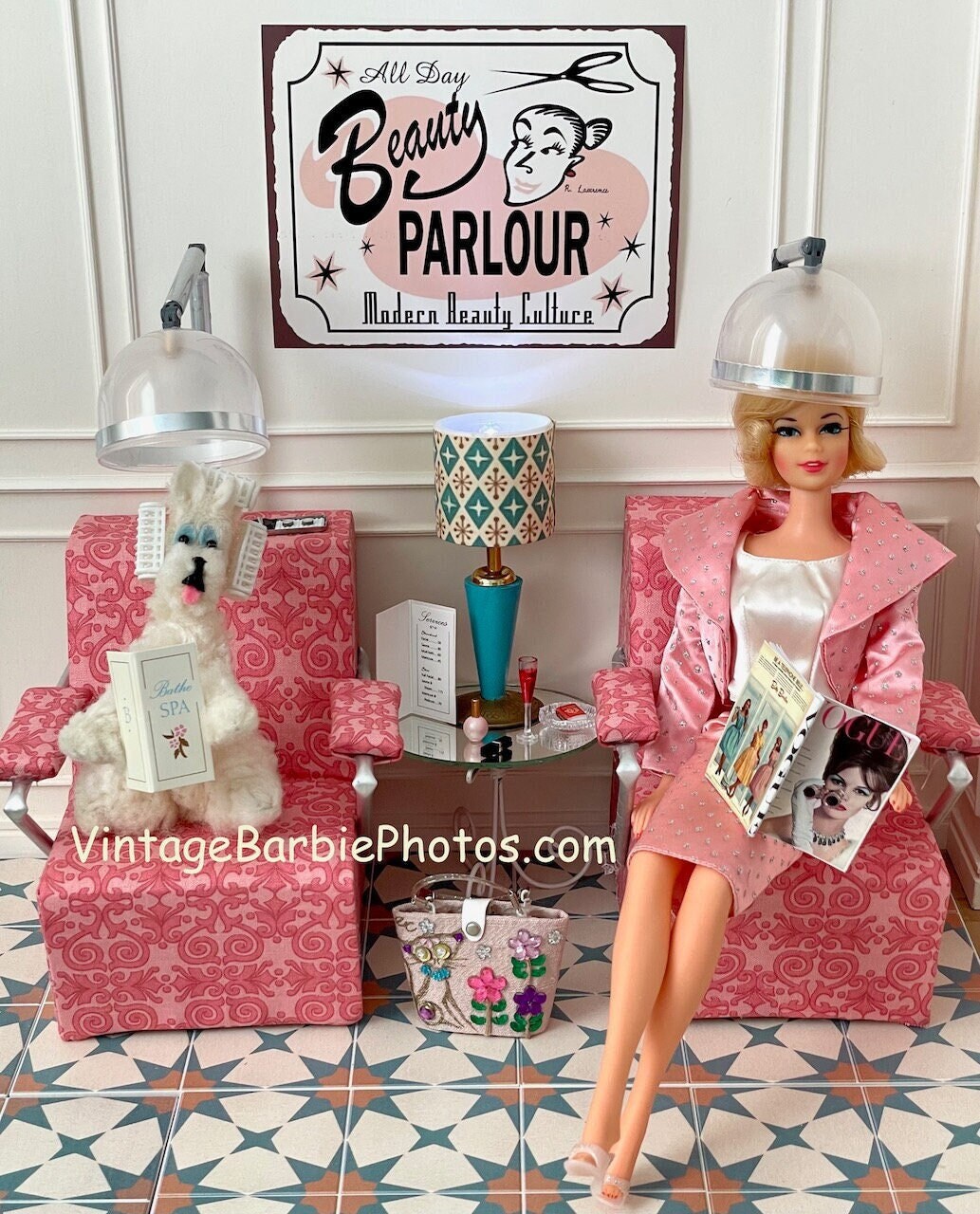 Barbie ponytail silhouette hair brush toy salon chair