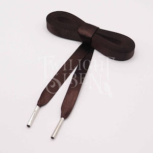 Satin ribbon corset lacing, 10mm /15mm double faced satin ribbon, replacement shoe laces, lacing tipped with metal aglets  - DARK BROWN -