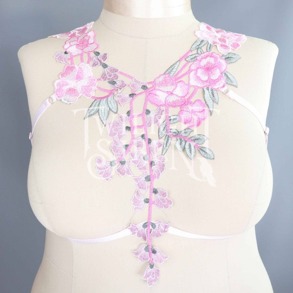 Pink body harness lingerie - Bondage Doll main image 1
