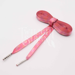 Satin ribbon corset lacing, 10mm double faced satin ribbon, replacement lacing, lacing tipped with metal aglets  -MULTI PINK GALAXY