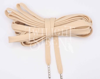 SALE - 4.25 METRE LENGTH  beige polyester corset flat lacing, replacement stays lacing, lacing tipped with silver metal aglets,